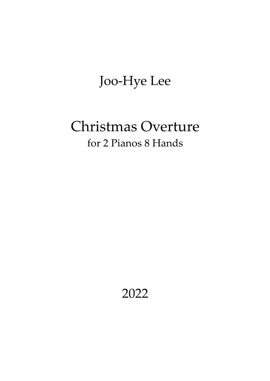 Christmas Overture for 2 pianos 8 hands